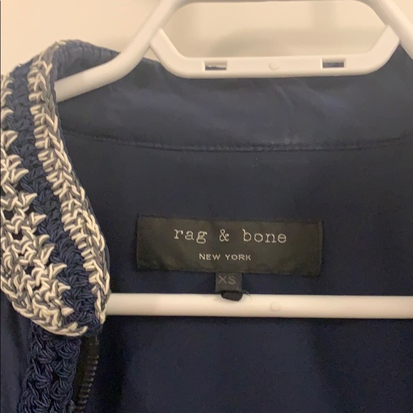 Rag & Bone Navy Silk Bomber - Picture 2 of 8